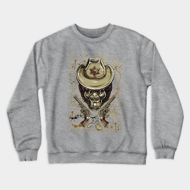 Sheriff Monkey Crewneck Sweatshirt by eufritz